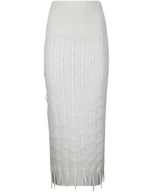 Institution Laces Basted Knit Skirt - White
