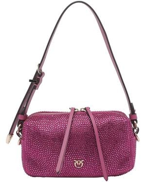 Pinko Mini Full Strass Boston Bag - Purple