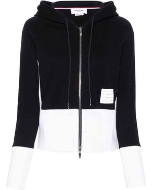 Thom Browne Blouson Zip Up Hoodie W/ Engineered 4 Bar - Black