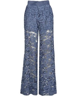 Clips Perforated Cotton Blend Pants - Blue