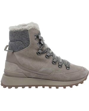 Brunello Cucinelli Suede Knit And Shearling Runners - Gray