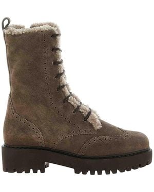 Brunello Cucinelli Suede-Shearling Ankle Boots - Brown