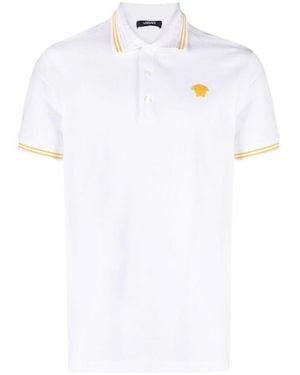 Versace Logo Piquet Polo Shirt - White