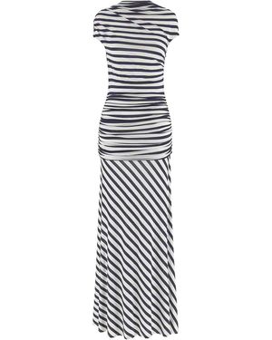 Self-Portrait 'navy Stripe Jersey Maxi' Dress - White
