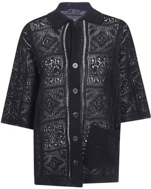 Y's Yohji Yamamoto Open Collar Knit Shirt - Black