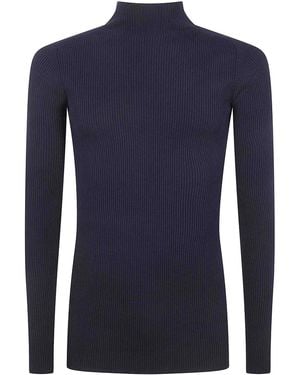 Rick Owens Ribbed Lupetto Jumper - Blue