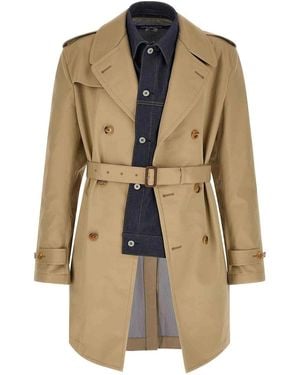 Junya Watanabe Denim Insert Trench Coat - Natural