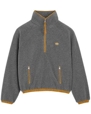 Ami Paris High-Collar Knit Zip Jacket - Grey