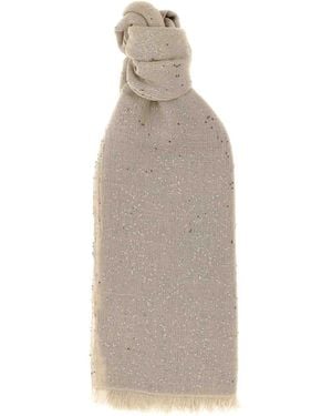 Brunello Cucinelli Micro Sequin Scarf - White