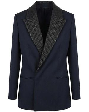 Bottega Veneta Wool Grain De Poudre Jacket - Blue