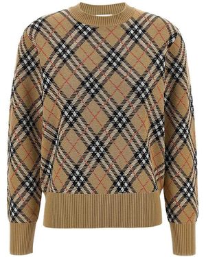 Burberry Pull Col Rond - Gris