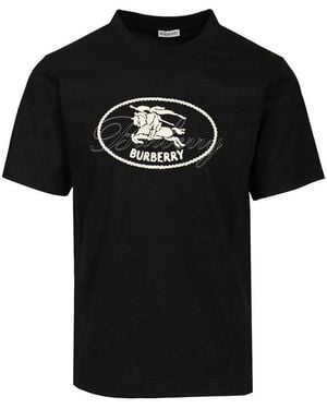 Burberry Cotton T-Shirt With Knight Stamp - Black
