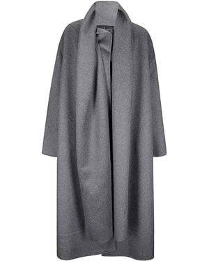 Calvin Klein Double-Faced Wool Scarf Coat - Gray