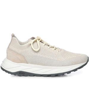Eleventy Knit And Suede Trainers - White