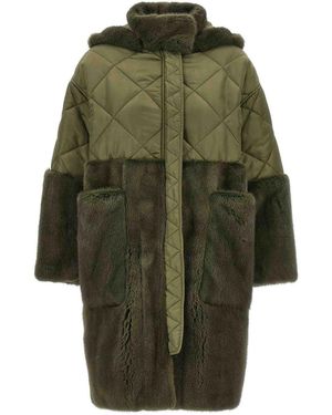 Blancha 'Nylon Diamond-Visone' Long Down Jacket - Green