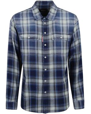 DSquared² Cotton Shirt Check - Blue