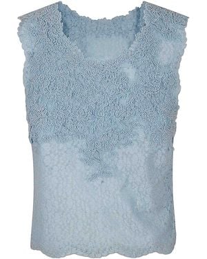 Ermanno Scervino Top With Embroidery - Blue