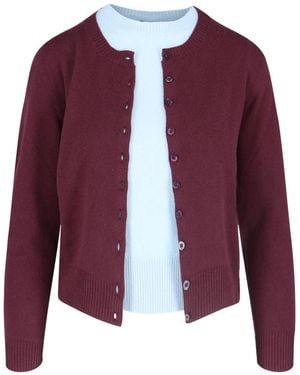 Canessa Cardigan With Bicolour Crop Knit - Purple