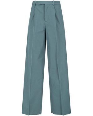 Jil Sander Mid-Rise Straight-Leg Cotton Trousers - Blue