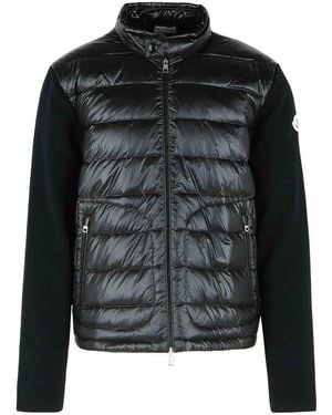 Moncler Padded Wool Cardigan With Zip - Black