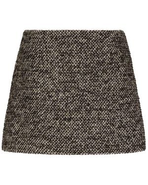 Dolce & Gabbana Mid-Waisted Tweed Mini Skirt - Grey