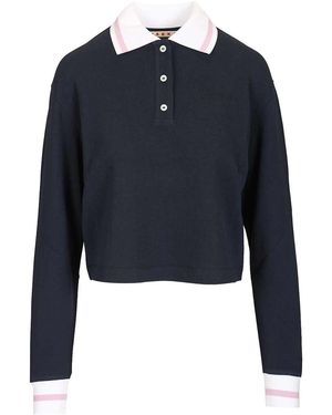 Marni Long-Sleeved Cotton Piquã Polo Shirt - Blue