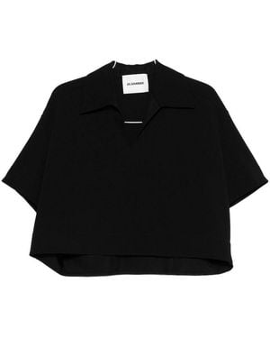 Jil Sander Cropped Polo Shirt - Black