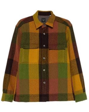 Xacus Wool Check Overshirt - Brown