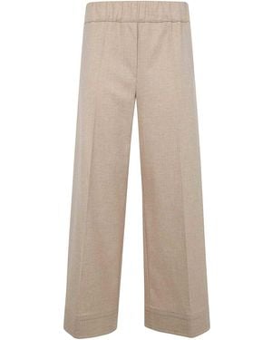 D. EXTERIOR Soft Flanel Wide Leg Short Pants - Natural