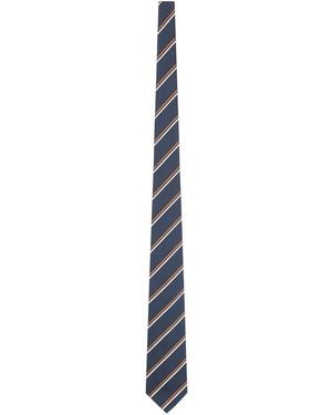 Kiton Diagonal Striped Tie - White