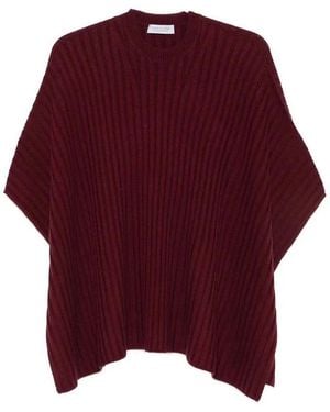 Gabriela Hearst Baron Knit Cropped Poncho - Red