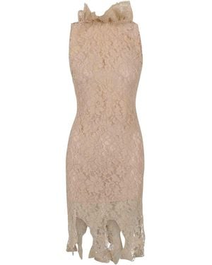 GIUSEPPE DI MORABITO Lace Dress With Sculptural Neckline - Natural