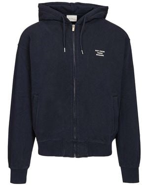 Drole de Monsieur Slogan Zip Sweatshirt - Blue