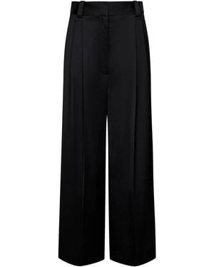 KHAITE Mid-Rise Relaxed-Leg Viscose Wool Sat - Black