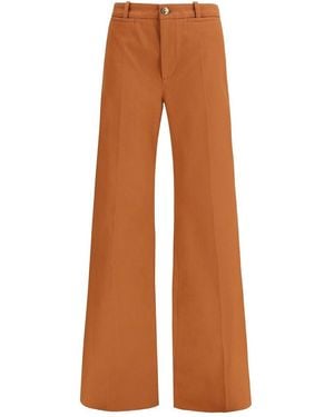 Chloé Canvas Wide-Leg Trousers - Brown