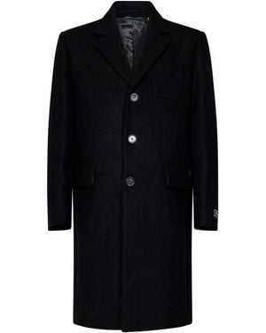 Lacoste Wool Blend Single-Breasted Chesterfield Coat - Black