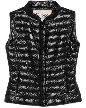 Herno Slim-Fit Quilted Gilet With Bomber Collar - Black