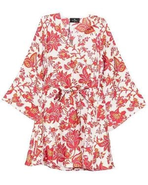 Etro Mini Blouson Dress With Belt - Red