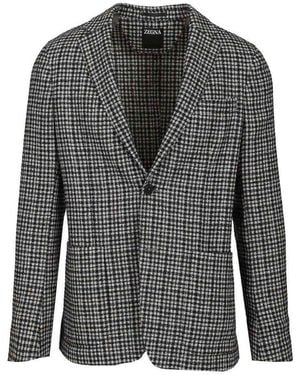 ZEGNA Wool And Mulberry Silk Blazer - Black