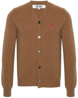 Comme des Garçons V Neck Cardigan - Brown
