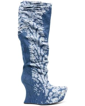 MASHA POPOVA Denim Heel Boots - Blue