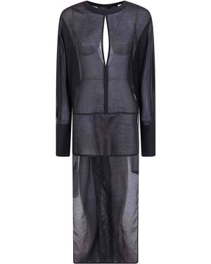 DARKPARK Marine Keyhole Neckline Voile Shirt - Blue
