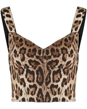 Dolce & Gabbana Leopard Cotton Bustier - Grey