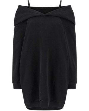 MM6 by Maison Margiela Off-Shoulder Hooded Dress - Black