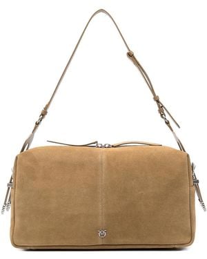 Pinko Big Suede Shoulder Bag Light - Natural
