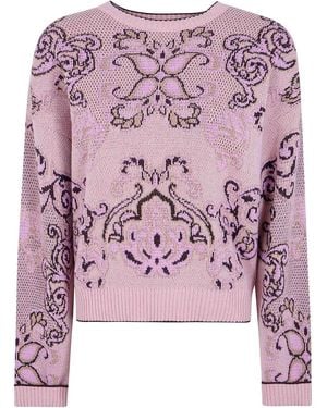 Twinset Round Neck Jacquard Sweater - Pink