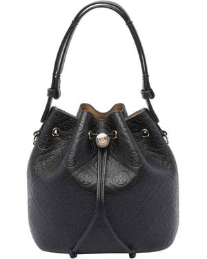 Tory Burch T Monogram Pebble Bucket Bag - Black