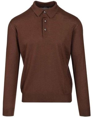 Fedeli Long-Sleeved Polo Shirt - Brown