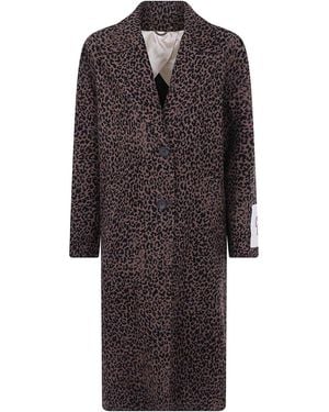 Golden Goose Cocoon Coat Faded Leopard Jacquard Wool - Brown