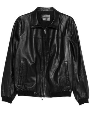 Emporio Armani Leather Blouson Jacket - Black
